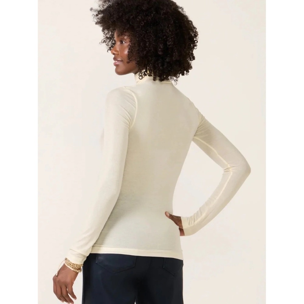 NWT Agolde Pascale Cream Ribbed Long Sleeve Turtleneck Top in Oatmilk | Small - Picture 4 of 13